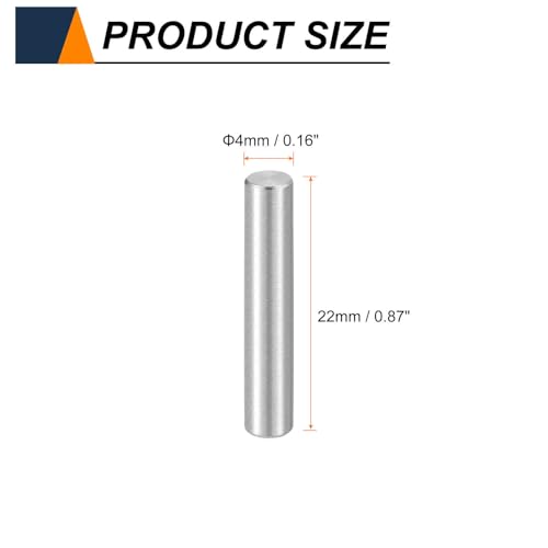 HARFINGTON 15pcs Dowel Pins M4(4mm) x 22mm 304 Stainless Steel Cylindrical Shelf Support Peg Pin Rod Fasten Elements for Metal Devices Wood Furniture DIY Installation, Silver - size: M4 x 22mm