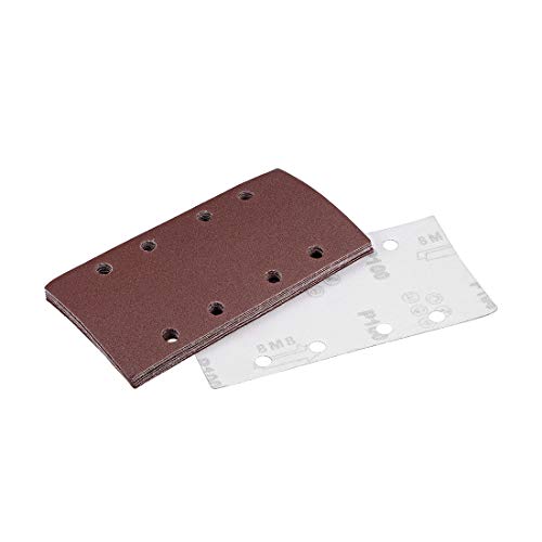 uxcell 100 Grit 1/3 Sanding Sheet Sander Sandpaper Hook and Loop Pads 8 Hole 10pcs - size: 100 Grit
