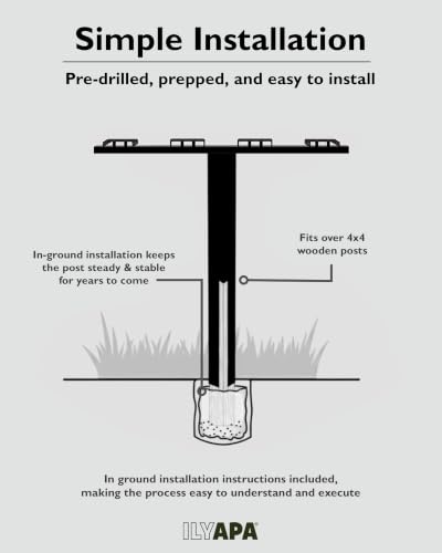 Ilyapa Multifamily Mailbox Post for Outside - 43x4x4 Post Cover - Black - color: Black Quadruple
