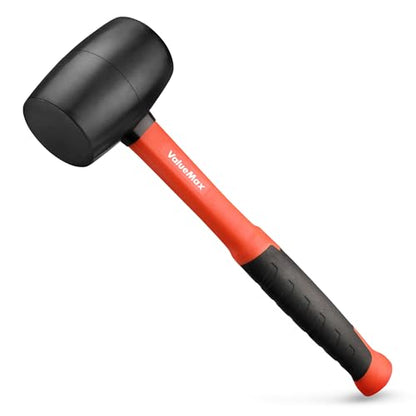 ValueMax 8oz Rubber Mallet Hammer, Fiberglass Handle, Double-Faced Soft Mallet, Soft Blow Tasks without Damage for Camping, Flooring, Tent Stakes, Woodworking - size: 8OZ