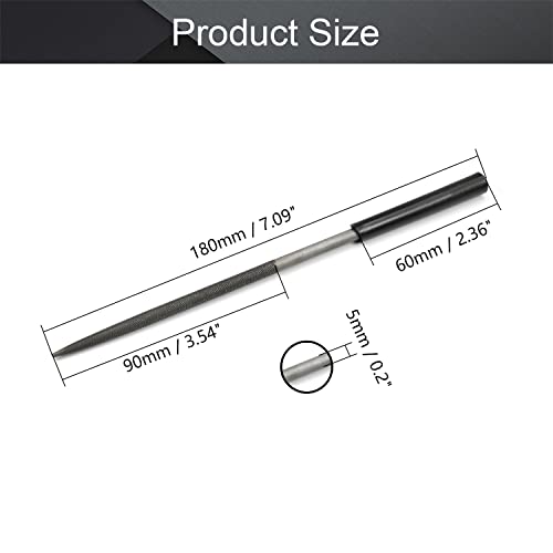 Utoolmart Carbon Steel Needle File, 10-Pieces Mini Steel Needle File Set, 5mm x 180mm Round Files Tools with Plastic Handle, for Metal Glass Stone with Fine Sanding - size: 180mm