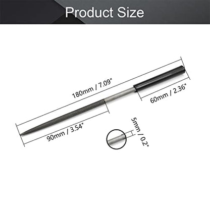 Utoolmart Carbon Steel Needle File, 10-Pieces Mini Steel Needle File Set, 5mm x 180mm Round Files Tools with Plastic Handle, for Metal Glass Stone with Fine Sanding - size: 180mm
