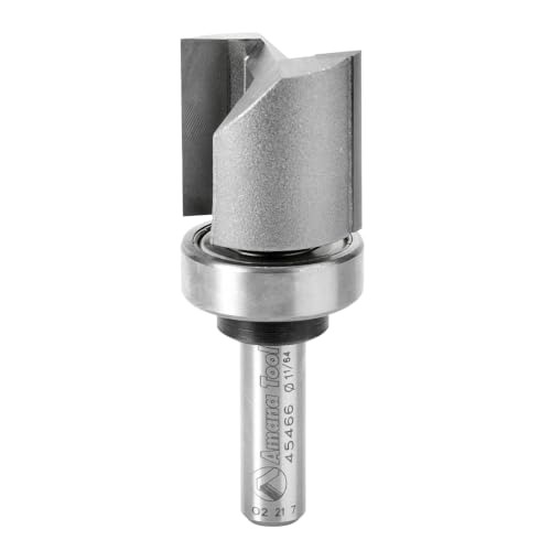 Amana Tool 45466 Carbide Tipped Flush Trim Plunge Template Router Bit 1 Inch Dia x 1 Inch x 3/8 Shank with Upper Ball Bearing - size: 1" Dia x 1" x 3/8 Sh