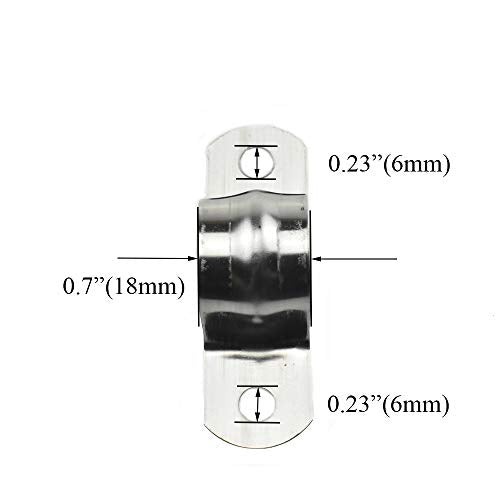 Hahiyo Two Holes Pipe Tube U Bracket Clamps 20MM Heavy Duty No Rust Shiny Strong Resist Wind No Sharp Rigid Strap Clip Conduit Ring 304 Stainless Steel for Fixing Supporting Decorating 10pcs - size: 20mm inside diameter