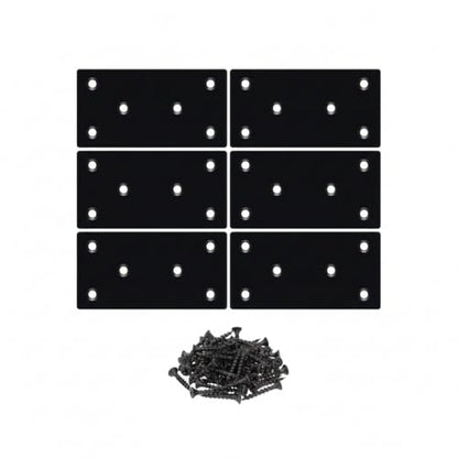 6pcs Flat Mending Plate, 3.11x1.57 Inch(80x40mm), Metal Bracket with Holes, Metal Plates for Wooden Furniture, Flat Brackets for Wood, with Screws, Black - size: 3.15"x1.57'