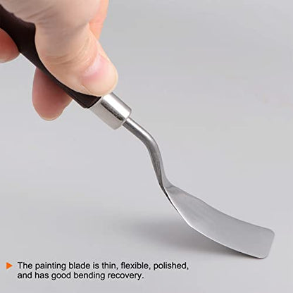 HARFINGTON 4pcs No.1 Palette Knives 16mm Width Stainless Steel Flat Spatula Painting Pallet Knife with Wood Handle for Oil Acrylic Canvas Mixing Spreading