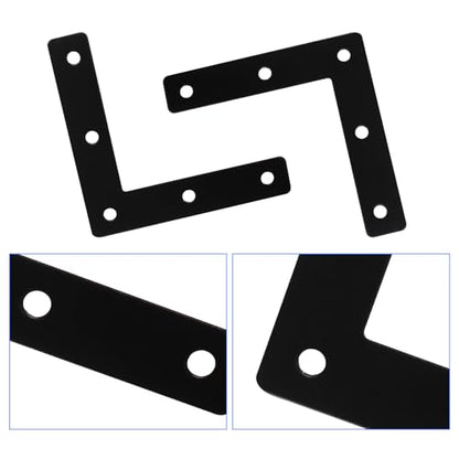 Hordion 10Pcs 3 x 3'' L Bracket Corner Brace, 80 X 80mm Black Repair Plates - size: 3" x 3" (Black), style: L-Shape