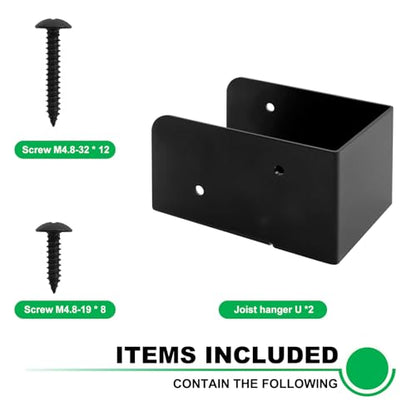 2 Pack 4X6 Concealed Joist Hanger Bracket for Wood Black - size: 4x6