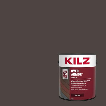 KILZ Over Armor Textured Solid Coating Resurfacer, Hickory Bark 1 Gallon - color: Hickory Bark, style: Smooth