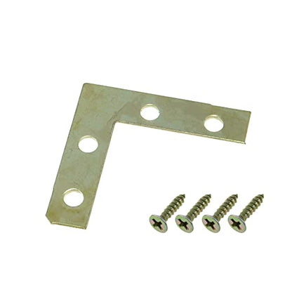 50Pcs Corner Brace 4 Holes Flat Corner Braces 1.5" x 1.5" (Gold) - style: Gold