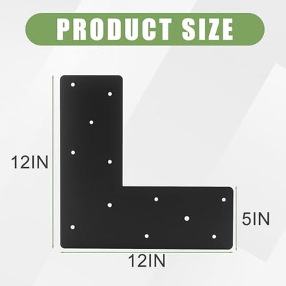 4 Pcs 12"x 5" L Shape Flat Brackets|Thickness 0.12" Mending Plates| - size: 6"x 6"