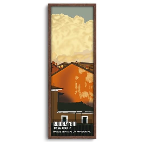 Solid Wood 13x39 Frame - Single Frame, Rustic Walnut 13 x 39 Poster Frame for Artwork, Puzzles, Photos and Movie Posters Picture Frames - size: 13" x 39"