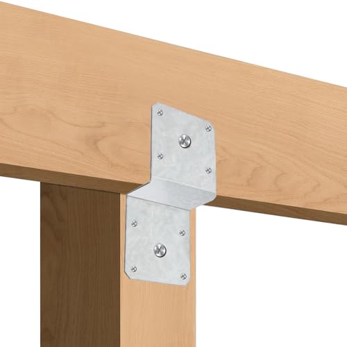 6 PCS Z Bracket Tie Plate, Galvanized Steel Deck Joist Tie Plate for 4'' x 4'' Posts and 2'' x 4'' Cross Joist, Metal Corner Brace for Wood Shelves Fixing Lumber Connector Pergola Brackets