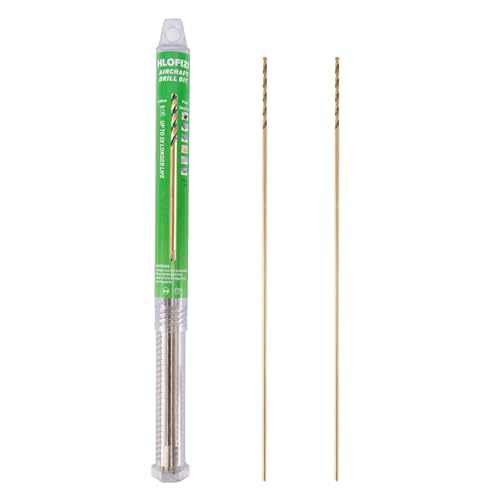 1/16 x 12 Inch Extra Long Drill Bits (2 Pack), Aircraft Drill Bit Black and Gold M2 HSS for Wood, Plastic - size: 1/16"