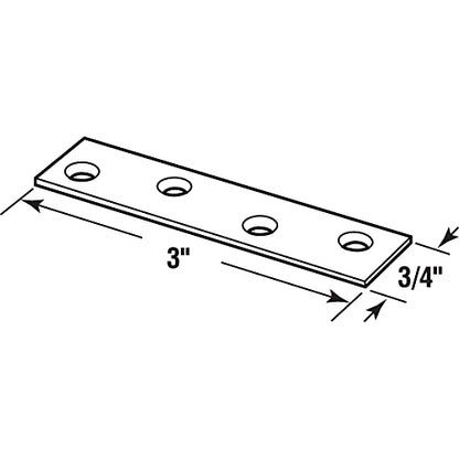Prime-Line U 9247 Mending Plates, 3/4 In. x 3 In., Zinc (10 Pack)