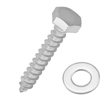 3/8 x 1-1/2" Hex Head Lag Screws Bolts with Flat Washers (20 Sets), 304 Stainless Steel 18/8, Full Thread, Deck Screws, Heavy Duty Hex Head Wood Lag Screws, Fayeploo - size: 3/8 x 1-1/2"