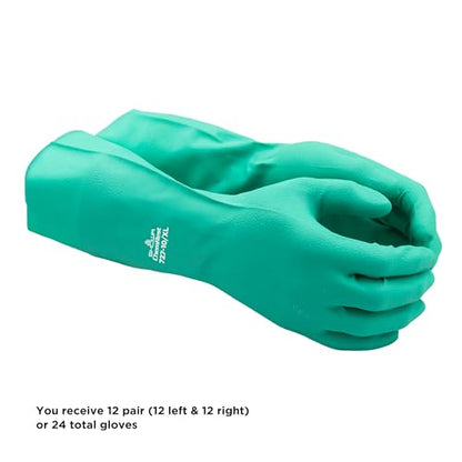SHOWA 727 Chemical Resistant Gloves, 15-mil Nitrile, Medium 12-Pack - size: Medium, style: 12-pack