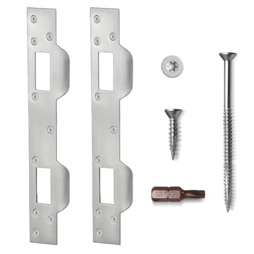 Door Latch Striker Plates Double Holes, 2 Pack, Satin Nickel - color: Satin Nickel