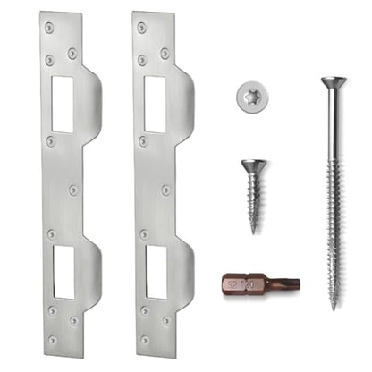 Door Latch Striker Plates Double Holes, 2 Pack, Satin Nickel - color: Satin Nickel