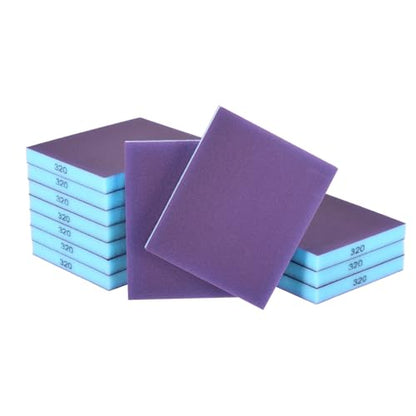 12Pcs 320Grit Double-Sided Sanding Sponges, Washable & Reusable - size: 320Grit