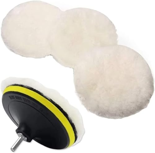 IPELY 6 Pcs 6 Inch Wool Polishing Buffing Pad Polishing Buffing Wheel for Drill Buffer Attachment with M14 Drill Adapter - size: 6 Pcs 6 Inch