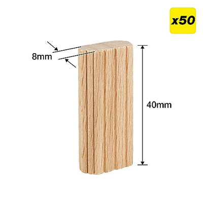 Trend 50pcs Beech Wood Dominos 8 x 40mm for Festool Domino Machine, 5/16 Inch x 1 9/16 Inches Loose Tenons for Woodworking Joinery and Furniture Framing, TEN/8X40/50 - style: 5/16" x 1-9/16" (8 x 40mm) 50pcs