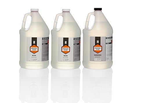3 Gallon Industrial Clear Epoxy Resin Kit – Crystal Clear, High-Gloss, Heat & Scratch Resistant Table Top Epoxy for Countertops, Bartops, Live Edge Wood, Furniture Refinishing & Flooring - size: 3 gal