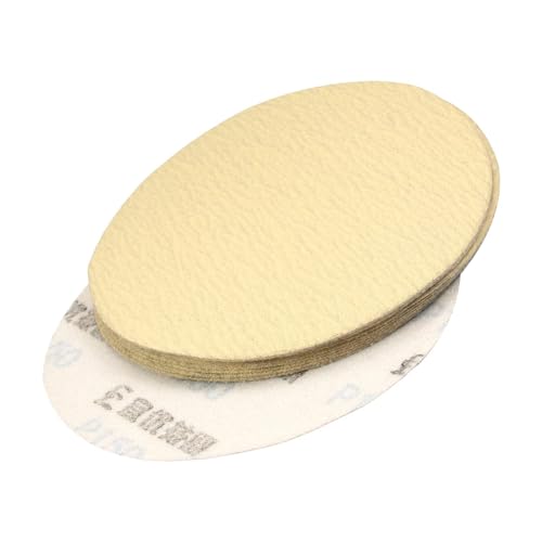 5 Inch 320-Grits Hook and Loop Sanding Discs Aluminum Oxide 10 pcs - size: 5 inch (No hole),Yellow