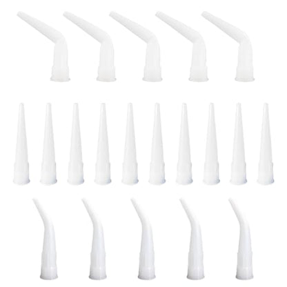 10+5+5 Pack White Curved Caulking Nozzle, Replacement Extension Applicator Tip for Sausage Caulk Gun