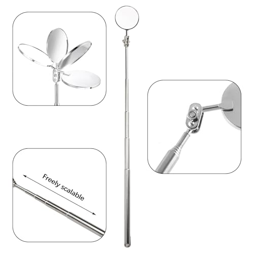 Flylin 4Pcs Telescoping Inspection Mirror Pen Style 33mm for Car Repair