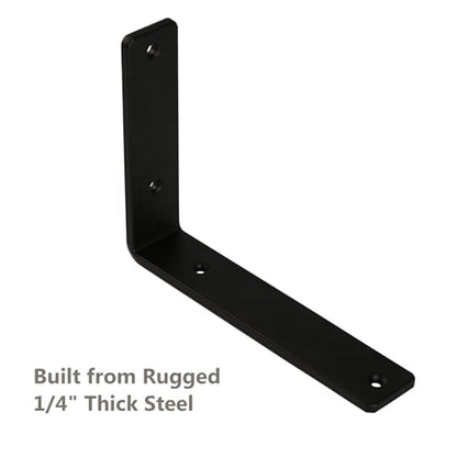 NEODROP 8-Pack 8 Inch Heavy Duty Shelf Brackets, Premium Floating L Bracket for Wall, Kitchen, Mantel Shelves Support | Quarter Inch (1/4") Thick | Black Powder Coated Steel - size: 8 Inch, style: 8 Pack