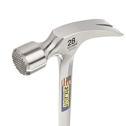 ESTWING Framing Hammer - 28 oz USA Made Long Handle Straight Rip Claw Hammer with Milled Face & Shock Reduction Grip - E3-28SM - size: 28 oz, style: Milled Face