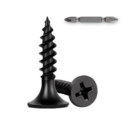 100Pcs Self-Tapping Black Wood Screws with Driver Bit, #8 x 3/4" - size: #8x3/4"