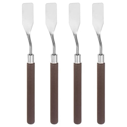 HARFINGTON 4pcs No.1 Palette Knives 16mm Width Stainless Steel Flat Spatula Painting Pallet Knife with Wood Handle for Oil Acrylic Canvas Mixing Spreading