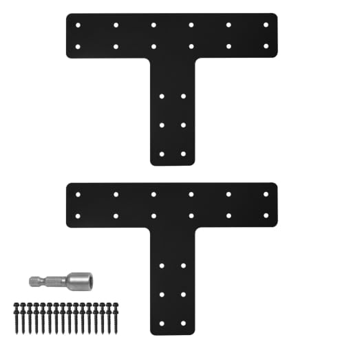 T Post Bracket 2PCS,14x10 T Flat Mending Plate for 4x4,6x6 Lumber - style: T Shape（14X10X3）