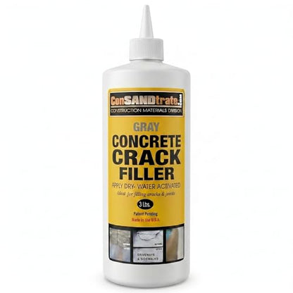 ConSandtrate Concrete Crack Filler - Gray - 3 lb. (Single Bottle) - Polymer Based Sealant for Filling in Concrete Cracks on Driveways, Walkways and Patios (Gray) - color: Gray