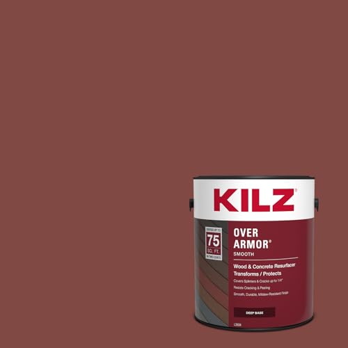 KILZ Over Armor Smooth Solid Coating Resurfacer, Rustic Cherry, 1 Gallon - color: Rustic Cherry, style: Smooth