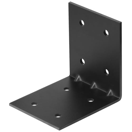 4 PCS Black L Bracket for Wood, Heavy Duty 1/8" Thick, 6"x6"x5" - size: 6"x6"x5"