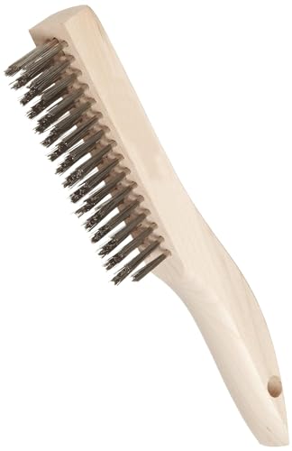 Weiler 44064 0.012" Wire Size, 5" Brush Length, 10" X 1-1/8" Block Size, 4 X 16 No. of Rows, 302 Stainless Steel Bristles, Hardwood Block, Shoe Handle Scratch Brush (Pack of 12) - size: 10" x 1-1/8" Block, 1-3/16" Trim Length, style: Pack of 12