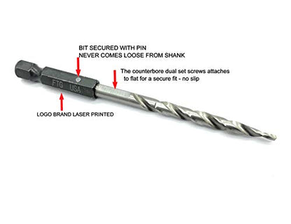 FTG USA #6 (9/64") Wood Countersink Drill Bit w/ 1 Repl. Bit & Hex Key - size: #6, style: Single + 1 Bit
