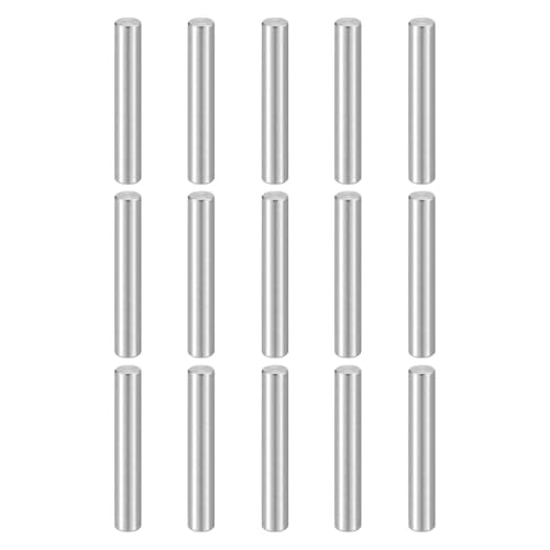 HARFINGTON 15pcs Dowel Pins M4(4mm) x 25mm 304 Stainless Steel Cylindrical Shelf Support Peg Pin Rod Fasten Elements for Metal Devices Wood Furniture DIY Installation, Silver - size: M4 x 25mm