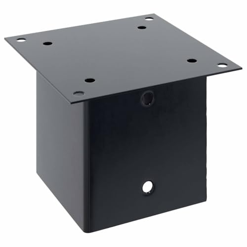 Post Bases 12 Pack 5.55x5.55 Inch Square Column Support Bracket, Anthracite Powder-Coated Steel Heavy Duty Fence Deck Railing Base - size: 141 x 141 mm & 12