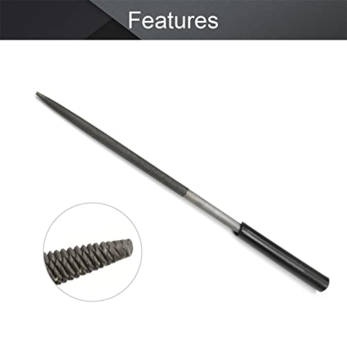 Utoolmart Carbon Steel Needle File, 10-Pieces Mini Steel Needle File Set, 5mm x 180mm Round Files Tools with Plastic Handle, for Metal Glass Stone with Fine Sanding - size: 180mm