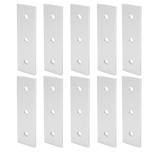 10pcs Flat Mending Plates, Straight Braces Aluminum Heavy Duty Mending Joining Plates Repair Fixing Bracket Connector(3030-3 Hole)