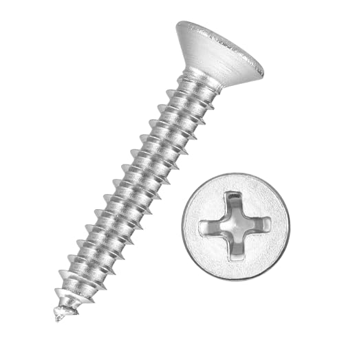 25pcs Phillips Flat Wood Screws #8x1 316 Stainless Steel Silver - size: #8x1"