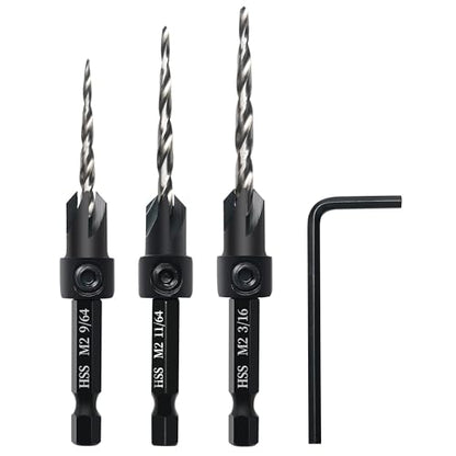 3PCS M2 Countersink Drill Bit Set - size: 3pcs