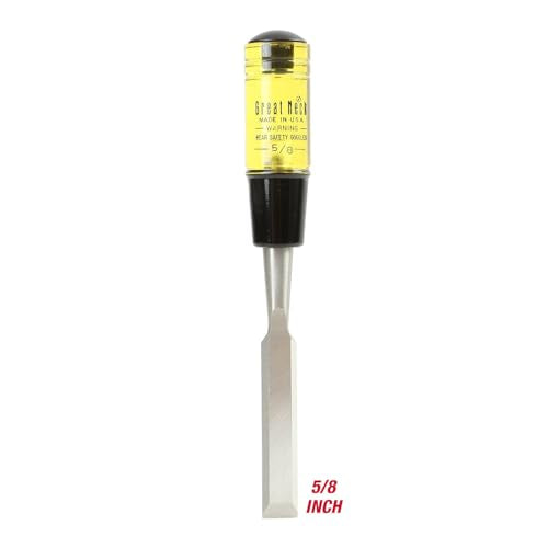 GreatNeck 5/8 in Wood Chisel for Carpentry and Joinery, 5 Inch Blade, High Carbon Steel, Steel Cap Acetate Handle, Made in USA Woodworking Tools - size: 5/8 Inch