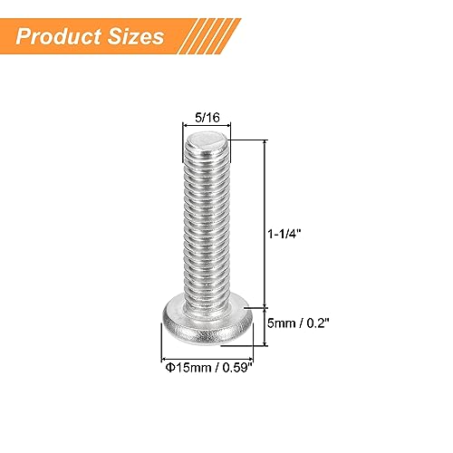 uxcell 5/16-18x1-1/4 Pan Head Machine Screws, 304 Stainless Steel 18-8 Screw, Phillips Drive, Fully Threaded, Bright Finish, Pack of 10 - size: 5/16-18x1-1/4"