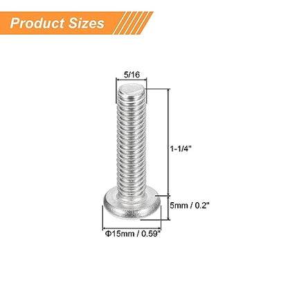 uxcell 5/16-18x1-1/4 Pan Head Machine Screws, 304 Stainless Steel 18-8 Screw, Phillips Drive, Fully Threaded, Bright Finish, Pack of 10 - size: 5/16-18x1-1/4"