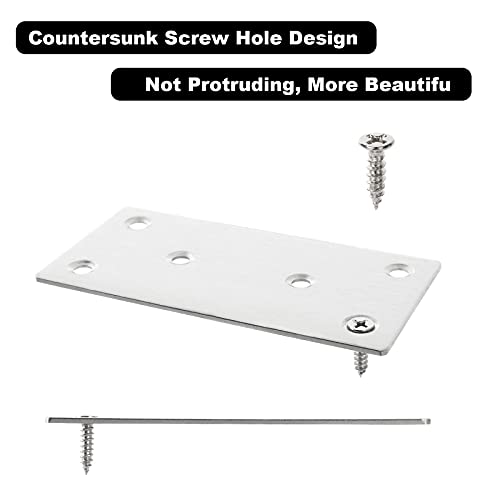 CYEAH 30 PCS Flat Brackets Mending Plates 4"x2" Heavy Duty Stainless Steel Bracket, Straight Fixing Mending Bracket Plates for Furniture, Wood, Shelves, Cabinet, 50X100X2MM